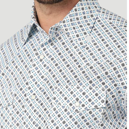 Wrangler Men's 20X Competition Advanced Comfort Blue Fleur Shirt MEN - Clothing - Shirts - Short Sleeve Wrangler