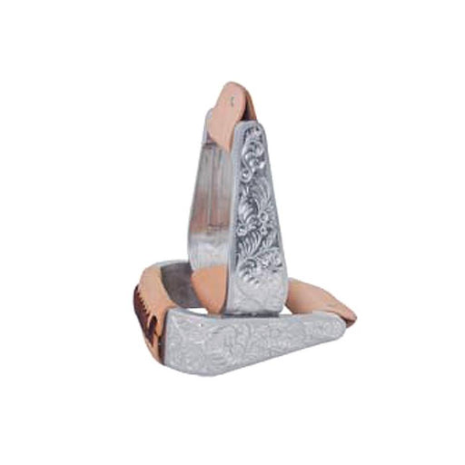 Formay Engraved Aluminum Bell Stirrups w/ Leather Tread Tack - Saddle Accessories Formay