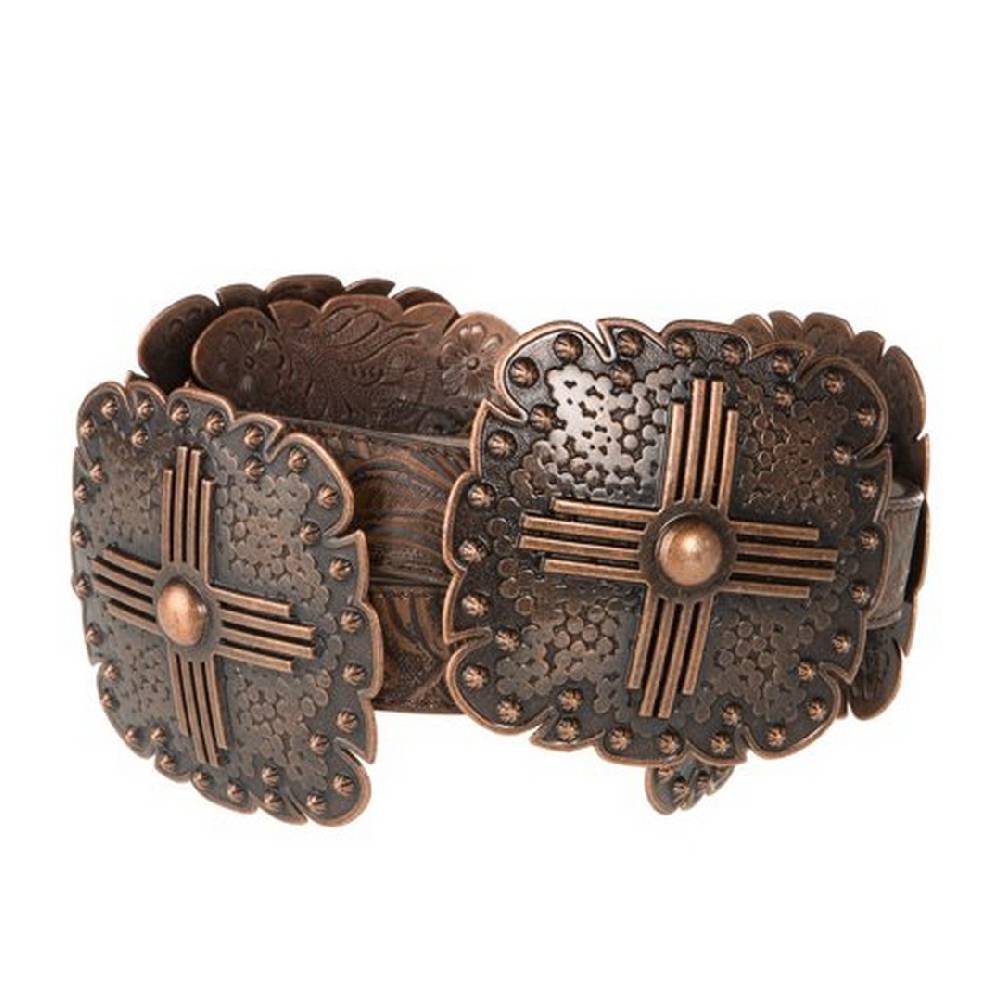 Angel Ranch Copper Concho Leather Belt — Teskeys display picture 1