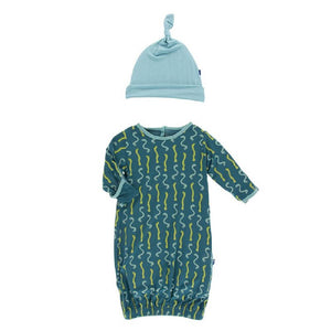 Kickee Pants Print Gown & Knot Hat Set - Multiple Prints KIDS - Baby - Baby Girl Clothing Kickee Pants Oasis Worms 0-3M 