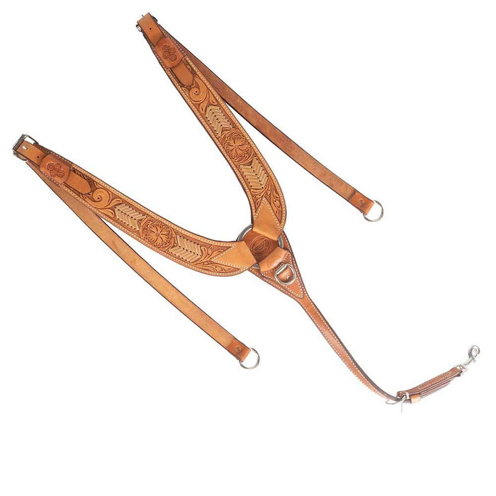Teskey's Floral Pulling Collar with Rawhide Tack - Breast Collars Teskey's Light Oil  