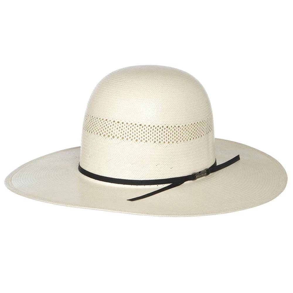 American Solid Weave Fancy Vent Open Crown Straw Hat HATS - STRAW HATS American Hat Co.   