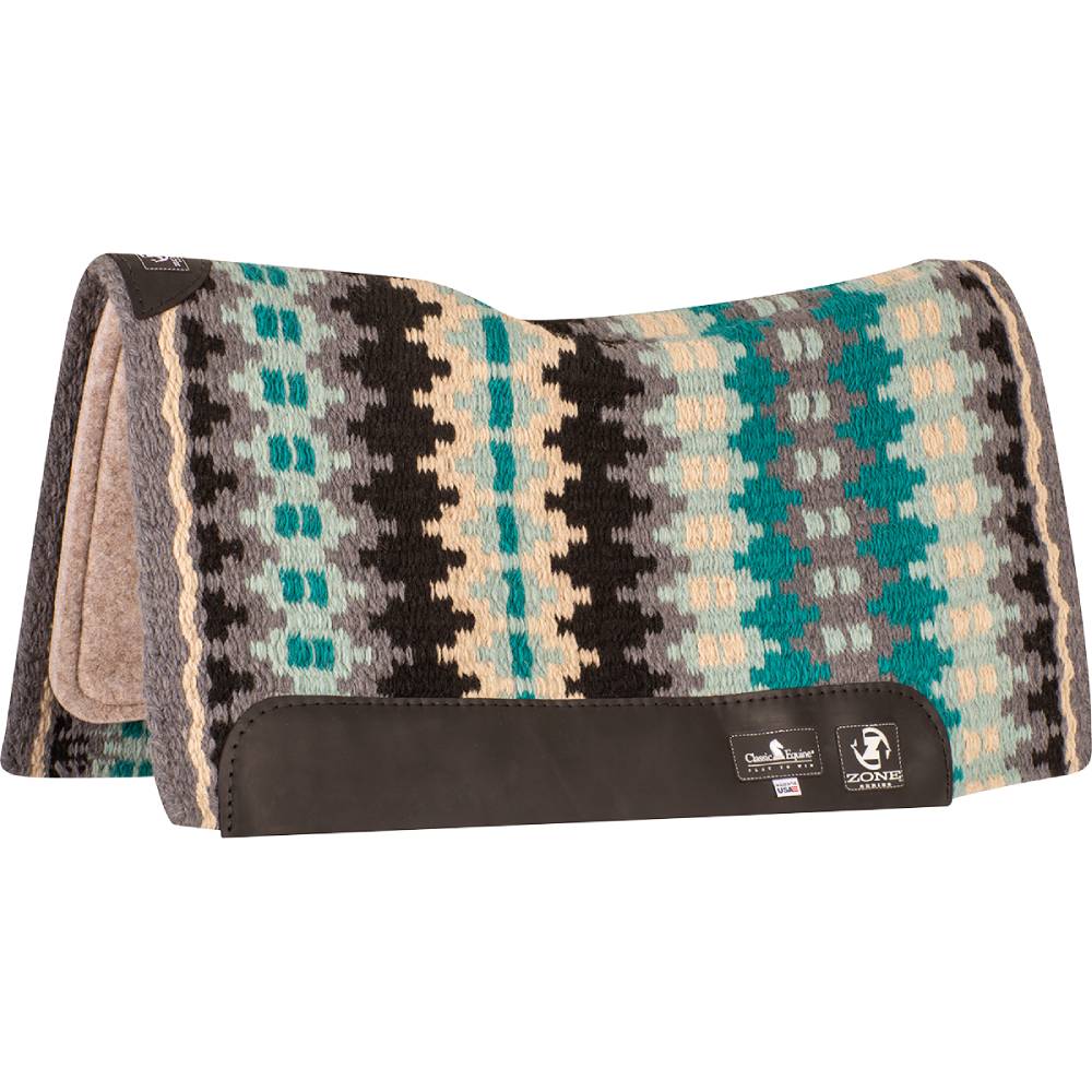 Classic Equine Zone Wool Top Pad 32" x 34" Tack - Saddle Pads Classic Equine Chestnut/Turquoise