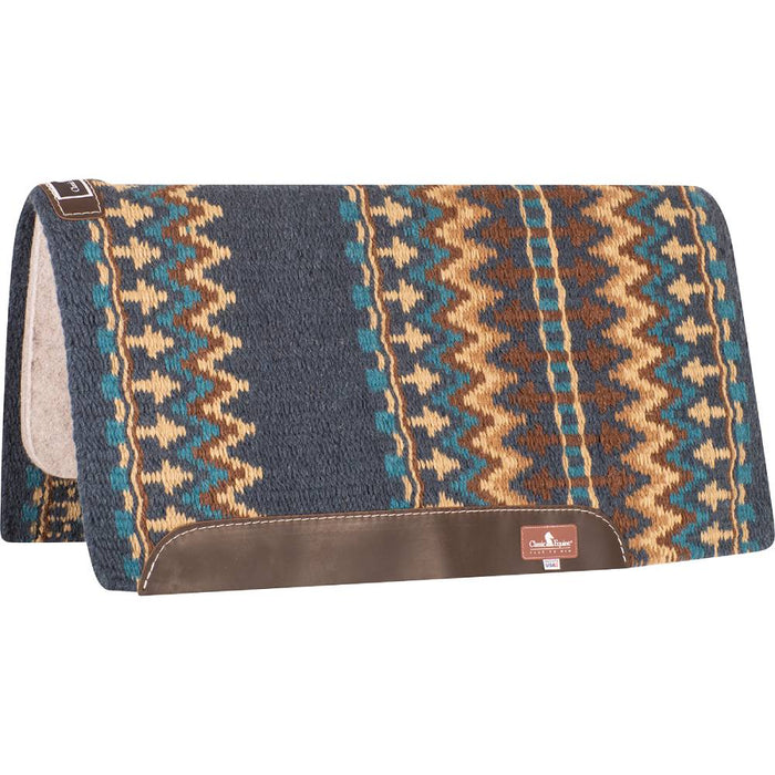 Classic Equine Classic Wool Top Pad - 34"x38" Tack - Saddle Pads Classic Equine Navy/Chestnut