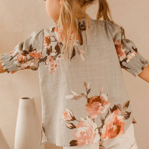 Girl's Floral Printed Woven Blouse KIDS - Girls - Clothing - Tops - Short Sleeve Tops ODDI CLOTHING   