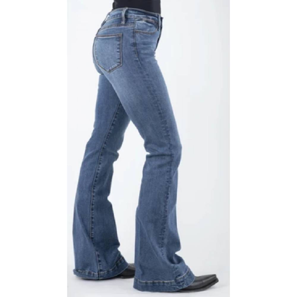 Stetson Women's High Rise Flare Blue Jeans - Teskeys