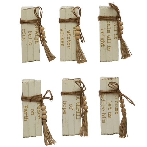 Faux Wood Block Books with Holiday Sayings- FINAL SALE HOME & GIFTS - Home Decor - Seasonal Decor Creative Co-Op   