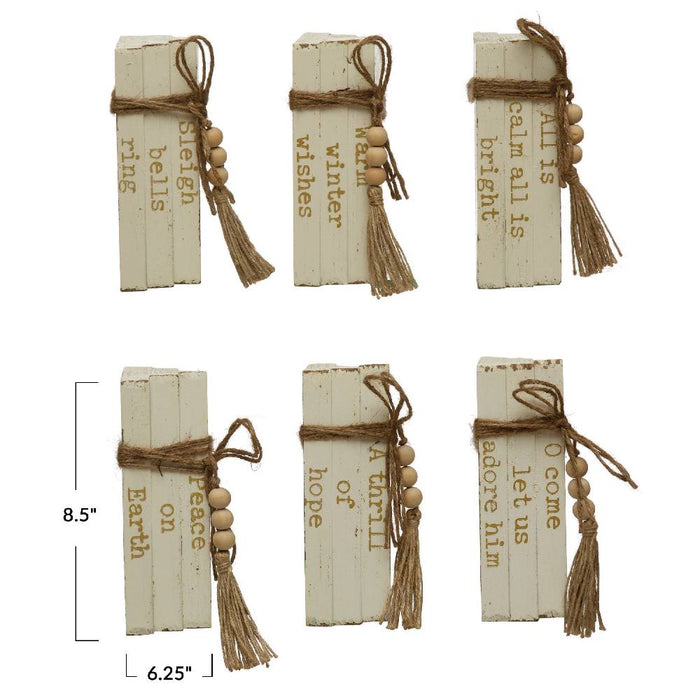 Faux Wood Block Books with Holiday Sayings- FINAL SALE HOME & GIFTS - Home Decor - Seasonal Decor Creative Co-Op   