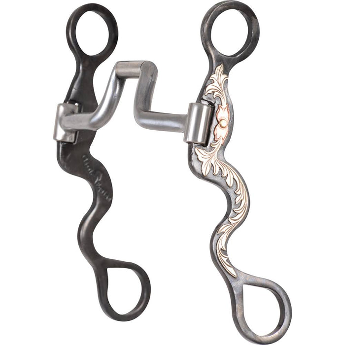 Classic Equine BitLogic 8" Browned Iron Cavalry Cheek Square Hinge Port Bit Tack - Bits Classic Equine