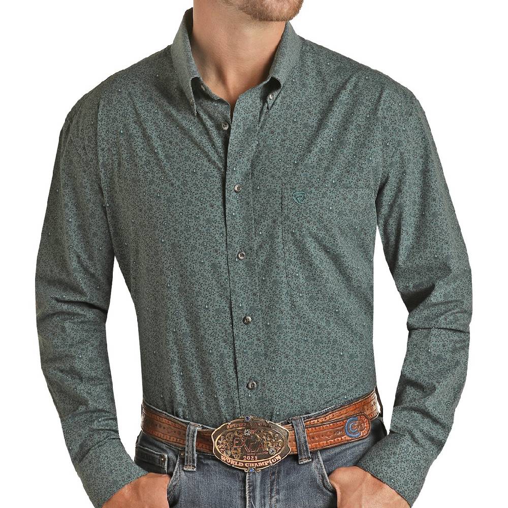 Rock & Roll Denim Vintage Floral Print Button Shirt MEN - Clothing - Shirts - Long Sleeve Shirts Panhandle   
