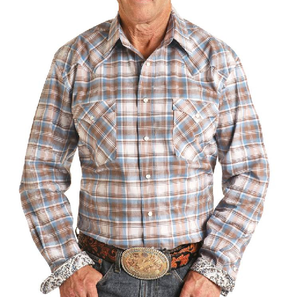 Panhandle Rough Stock Taupe Plaid Snap Shirt MEN - Clothing - Shirts - Long Sleeve Shirts Panhandle   