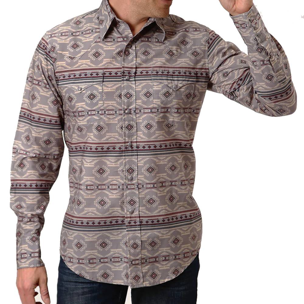 Roper Men's Aztec Print Snap Shirt - FINAL SALE MEN - Clothing - Shirts - Long Sleeve Shirts Roper Apparel & Footwear   
