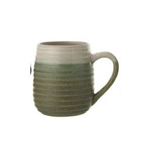 16oz Glazed Stoneware Mug Home & Gifts - Tabletop + Kitchen - Drinkware + Glassware Creative Co-Op White Green (C)  