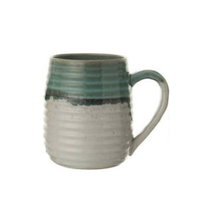 16oz Glazed Stoneware Mug Home & Gifts - Tabletop + Kitchen - Drinkware + Glassware Creative Co-Op Green/White (B)  