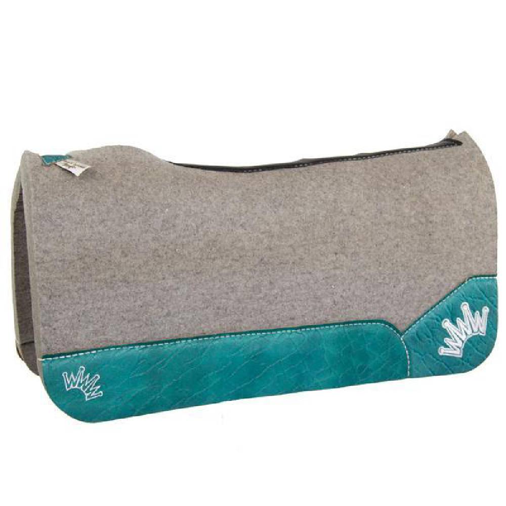 Best Ever Kush Collection Wool Saddle Pad with Turquoise Leather Tack - Saddle Pads Best Ever 32"x32" 3/4" 