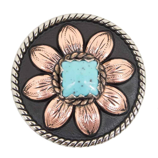 Copper Sunflower Concho with Turquoise Stone Tack - Conchos & Hardware MISC Chicago Screw 1" 