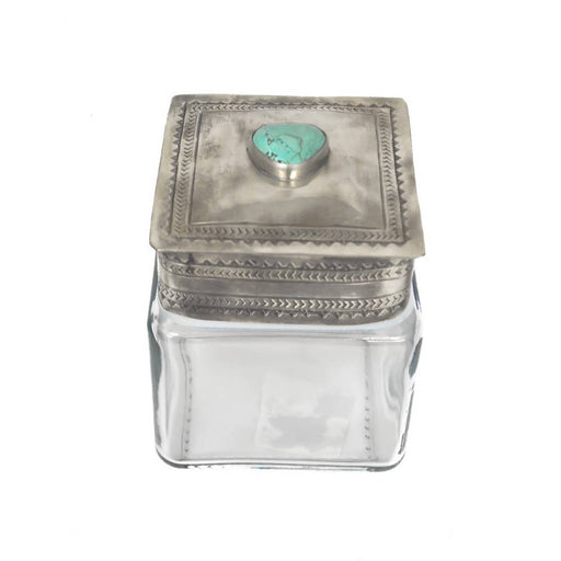 J. Alexander Small Glass Canister W/ Stamped Lid HOME & GIFTS - Home Decor - Decorative Accents J. Alexander Rustic Silver   