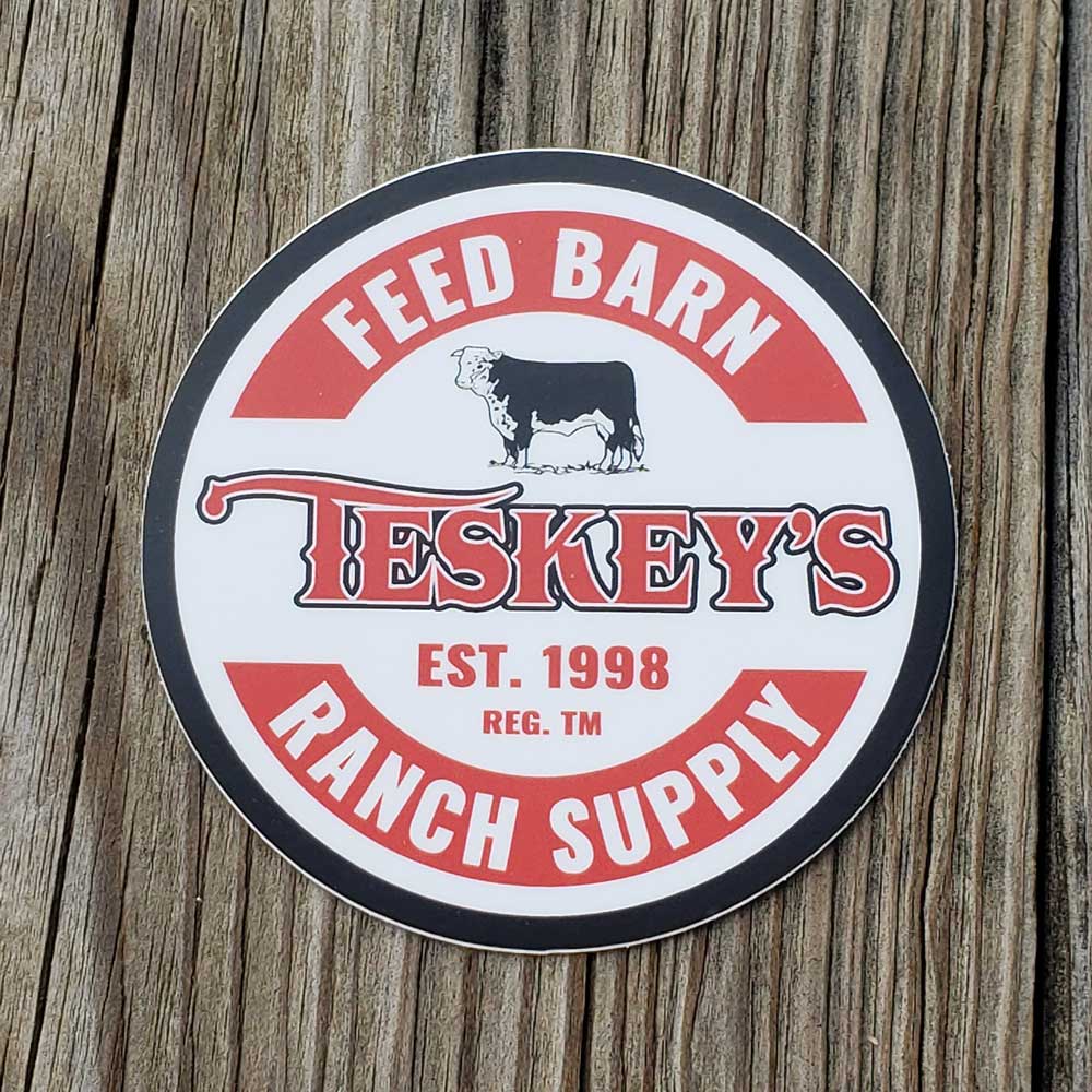 Teskey's Feed Barn & Ranch Supply Round Vinyl Sticker TESKEY'S GEAR - Stickers Sticker Mule   