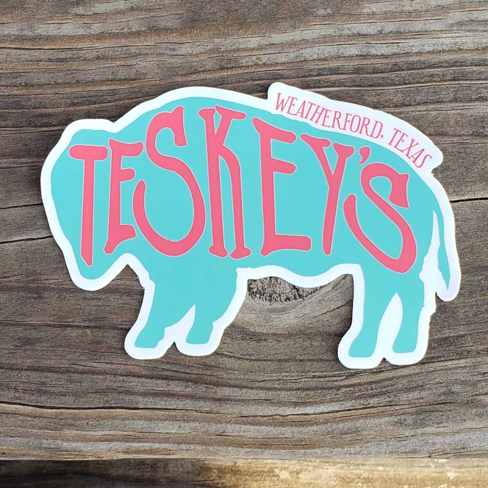 Teskey's Buffalo Die-Cut Vinyl Sticker - Turquoise/Pink TESKEY'S GEAR - Stickers Sticker Mule   