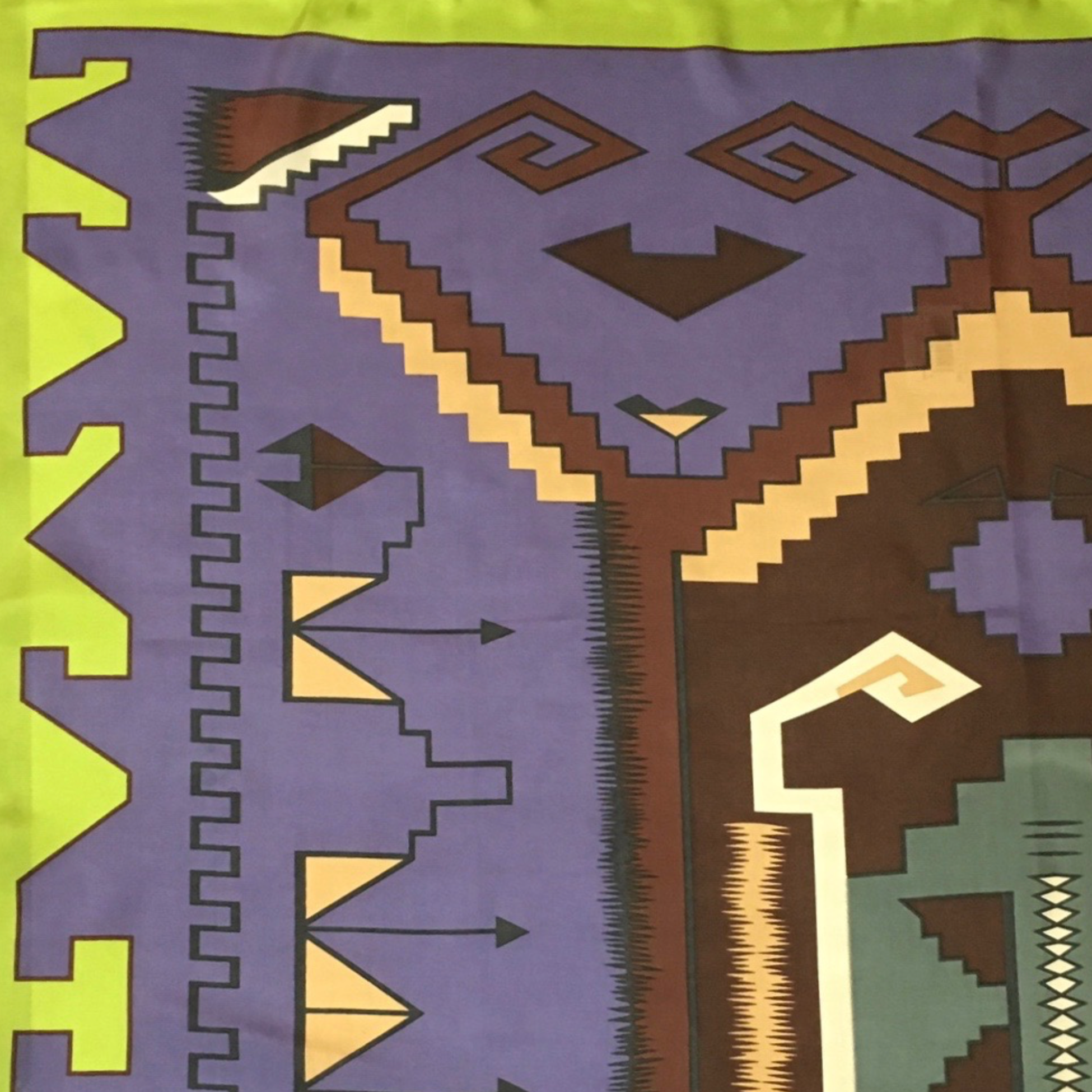 #13 Southwest Silk Scarf - Purple/Lime ACCESSORIES - Additional Accessories - Wild Rags & Scarves Wyoming Traders   