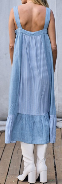 Striped Denim Sleeveless Midi Dress - FINAL SALE WOMEN - Clothing - Dresses Blue Blush Clothing   