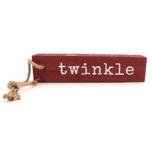 Rectangle 8" Wood Christmas Ornament - Twinkle HOME & GIFTS - Home Decor - Seasonal Decor Creative Co-Op