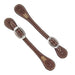 Teskey's Basket Stamped Spur Straps with Rawhide Tack - Spur Straps Teskey's Heavy Oil  