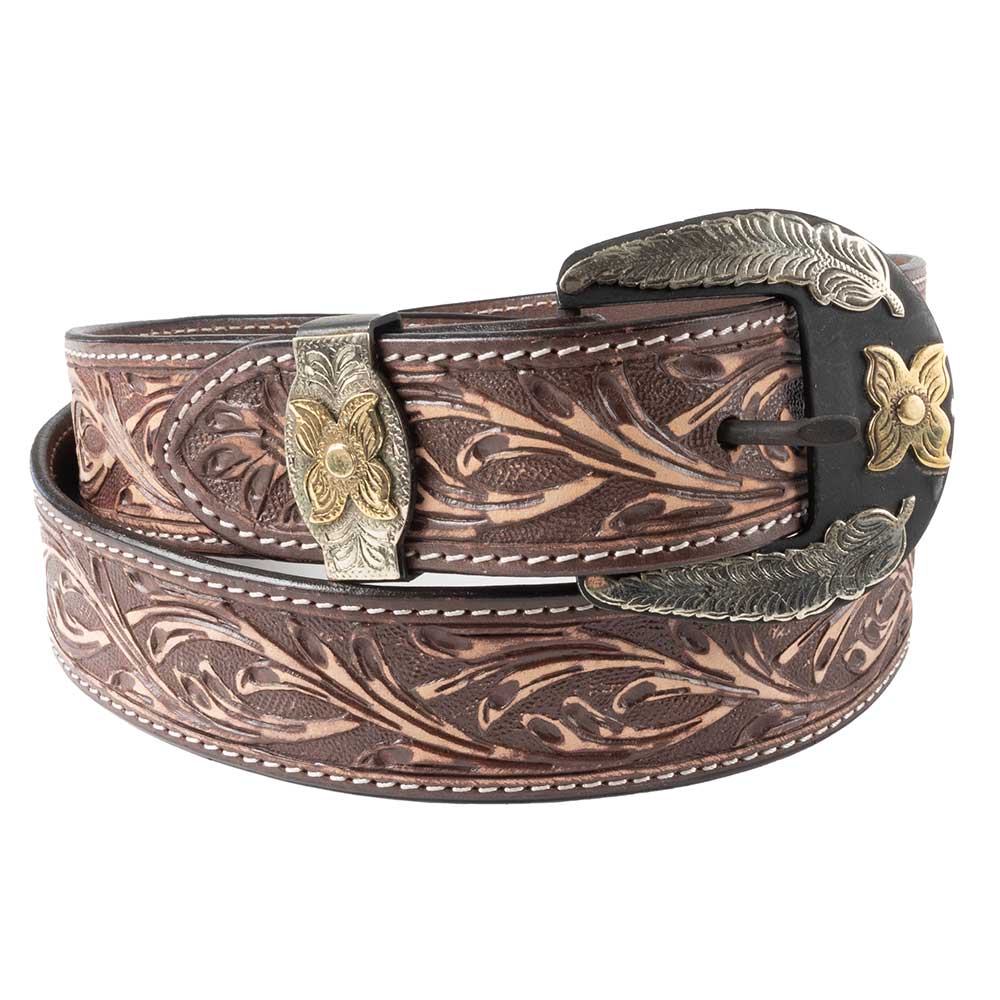 Stockdale Antiqued Tooled Leaf Belt - FINAL SALE MEN - Accessories - Belts & Suspenders Beddo Mountain Leather Goods   
