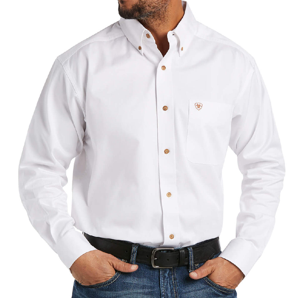 Ariat Long Sleeve Solid White Twill Shirt MEN - Clothing - Shirts - Long Sleeve Shirts Ariat Clothing   