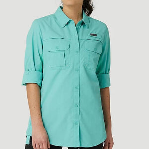 ATG By Wrangler Women's Angler Shirt - Turquoise - FINAL SALE WOMEN - Clothing - Tops - Long Sleeved WRANGLER   