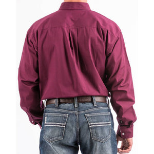 Cinch Burgundy Solid Button Down Shirt MEN - Clothing - Shirts - Long Sleeve Shirts Cinch   