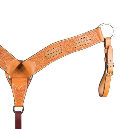 Teskey's Basket Stamped Breast Collar with Rawhide Tack - Breast Collars Teskey's Light Oil  