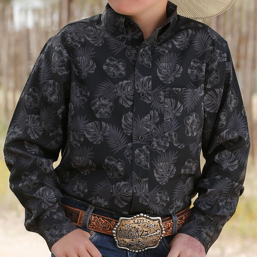 Cinch Boy's Arenaflex Tropical Print Shirt KIDS - Boys - Clothing - Shirts - Long Sleeve Shirts Cinch   