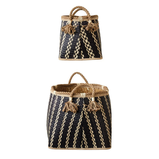 Wicker Basket w/Rope Handles HOME & GIFTS - Home Decor - Decorative Accents Creative Co-Op BLK/NAT S 