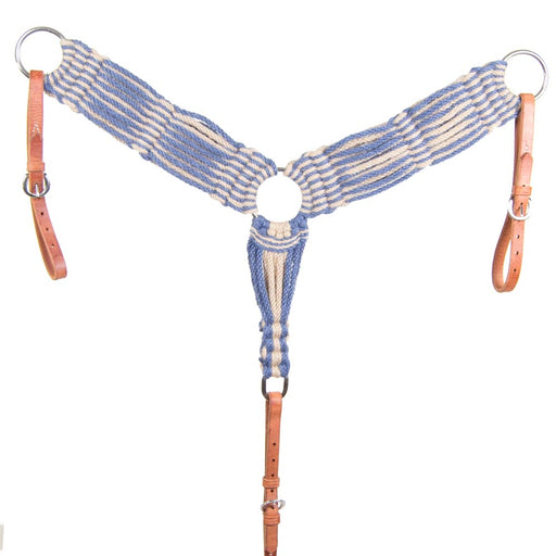 Steel Blue/Natural Woven Breast Collar Tack - Breast Collars Teskey's   