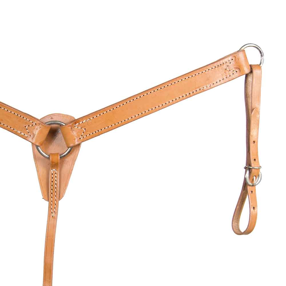 Floral Carved Pony Breast Collar - 1.25" Chestnut Leather, Stainless Steel Hardware