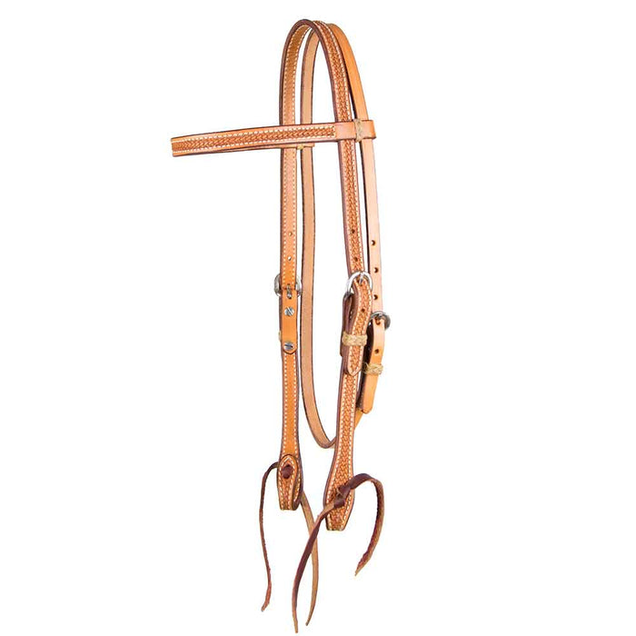 Teskey's Basket Stamped Browband Headstall Tack - Headstalls Teskey's Light Oil  