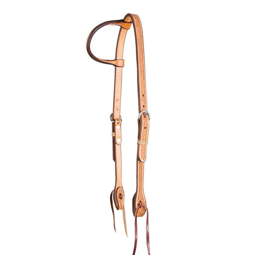Teskey's Basket Stamped One Ear Headstall Tack - Headstalls Teskey's Light Oil  