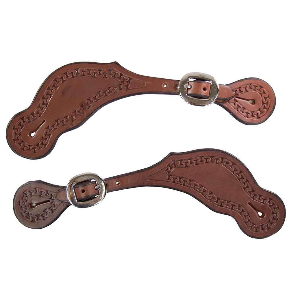 Teskey's Spur Straps with Running W Tack - Bits, Spurs & Curbs - Spur Straps Teskey's Heavy Oil Mens 