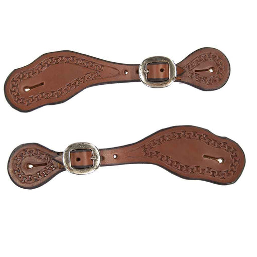Teskey's Woman's Running W Border Spur Straps Tack - Spur Straps Teskey's Heavy Oil  