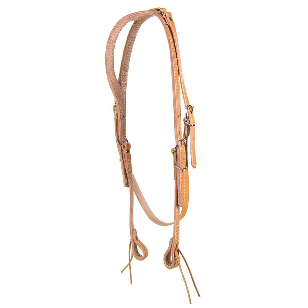 Single Ear Short Cheek Headstall with Punchy Slotted Mesa Conchos