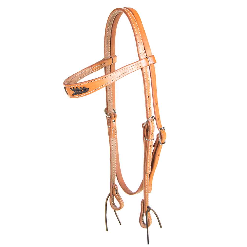 Light Oil Browband Headstall- brown Stitching Tack - Headstalls Teskey's   