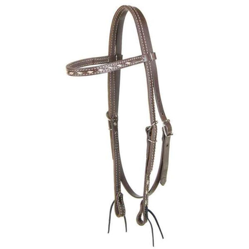 Heavy Oil Browband Headstall w/White Buckstitch Tack - Headstalls Teskey's