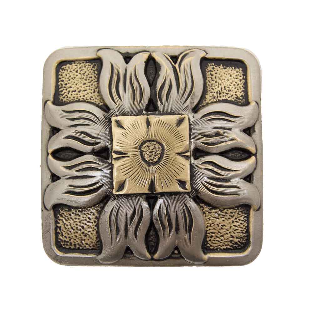 Square Gold And Silver Flower Concho Tack - Conchos & Hardware - Conchos MISC 1" Wood Screw 