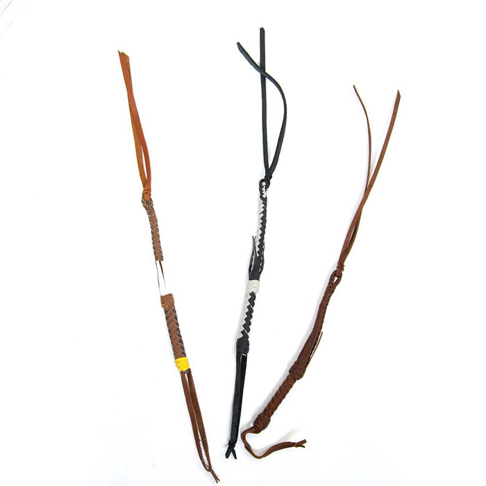 Cowboy Collection Braided Leather Quirts Tack - Whips, Crops & Quirts Cowboy Collection Black/White  