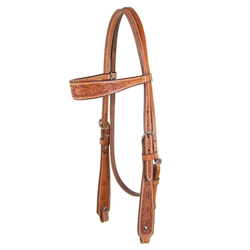 Teskey's Floral Tooled Browband Headstall Tack - Headstalls Teskey's Light Oil  
