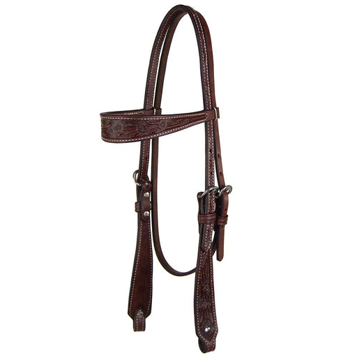 Teskey's Floral Tooled Browband Headstall Tack - Headstalls Teskey's Heavy Oil  