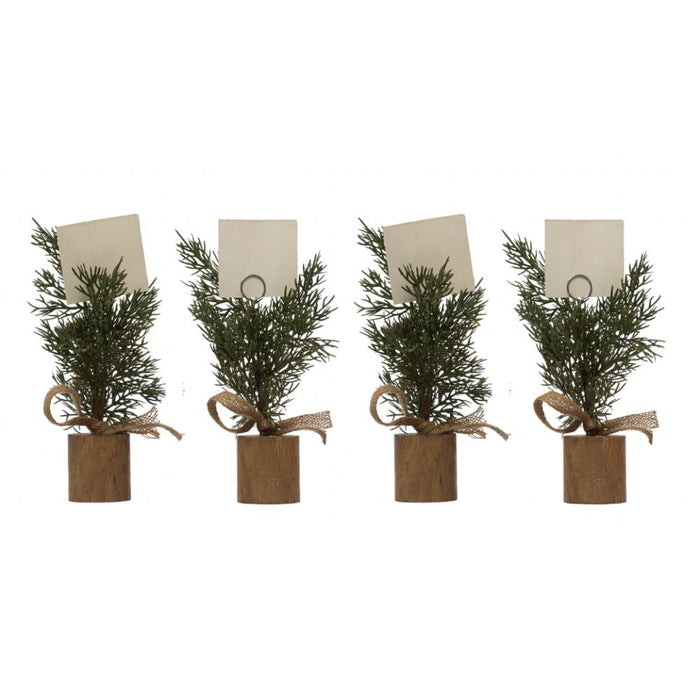 Faux Pine Tree Place Card/Photo Holder - Set of 4 HOME & GIFTS - Home Decor - Seasonal Decor Creative Co-Op   