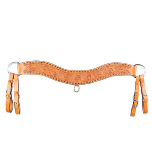 Teskey's Floral Tripping Collar with Buckstitching Tack - Breast Collars Teskey's Light Oil  