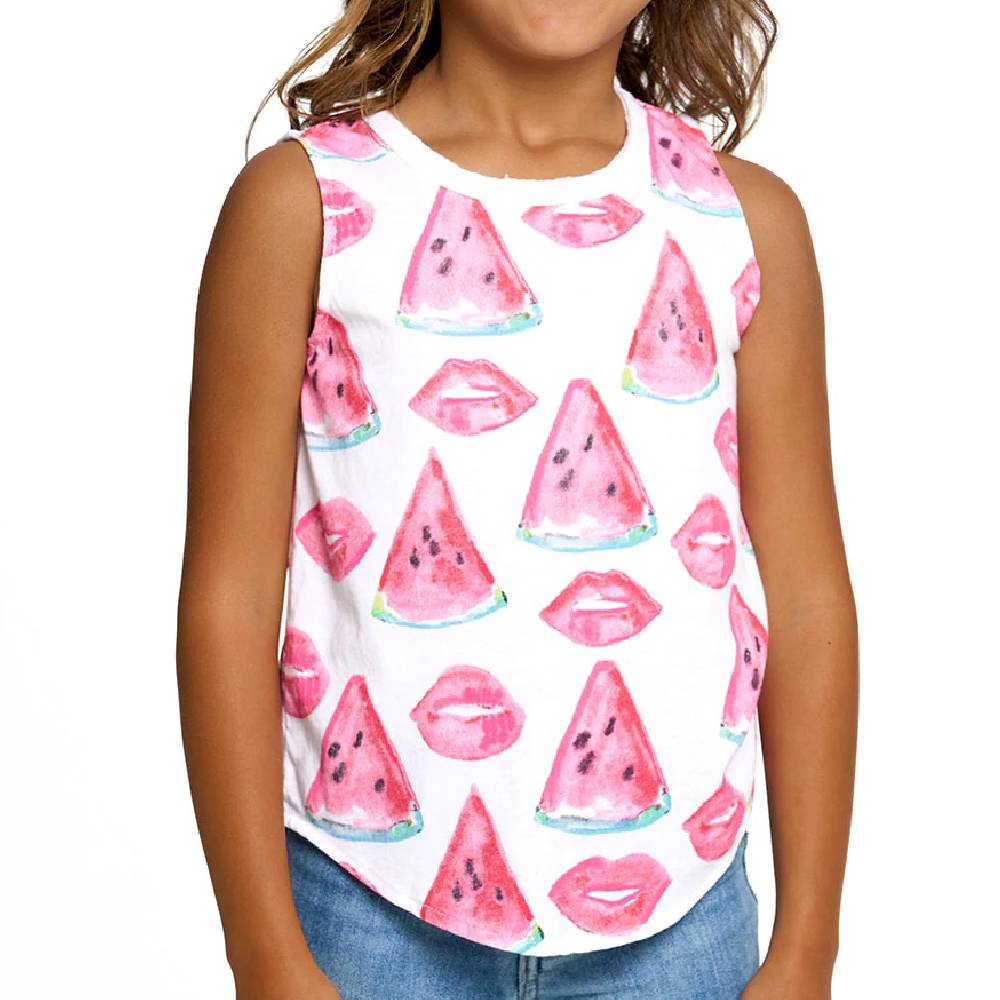 Girl's Vintage Watermelon Lips Tank - FINAL SALE KIDS - Girls - Clothing - Tops - Sleeveless Tops Chaser   